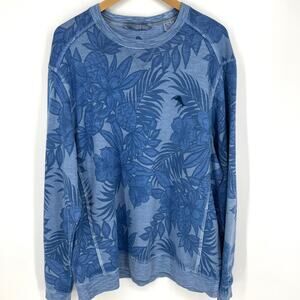 Tommy Bahama Mens XL Tobago Bay Pina Breezer Crew Blue Isles Cotton Pullover